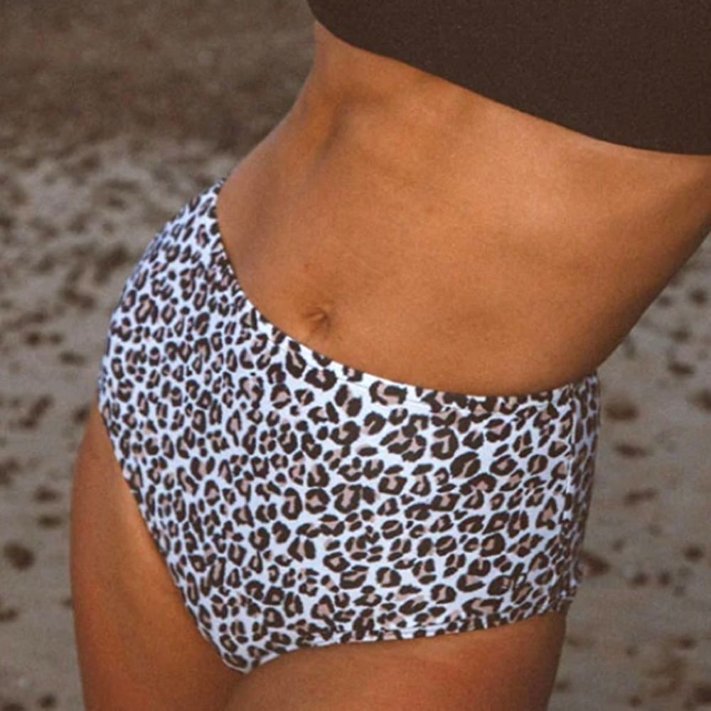 Albion Cheetah High-Waisted Swim Bottoms Size XL White Black Tan Animal Print - Picture 10 of 10